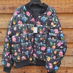 Mackage Black Jacket with Floral Design